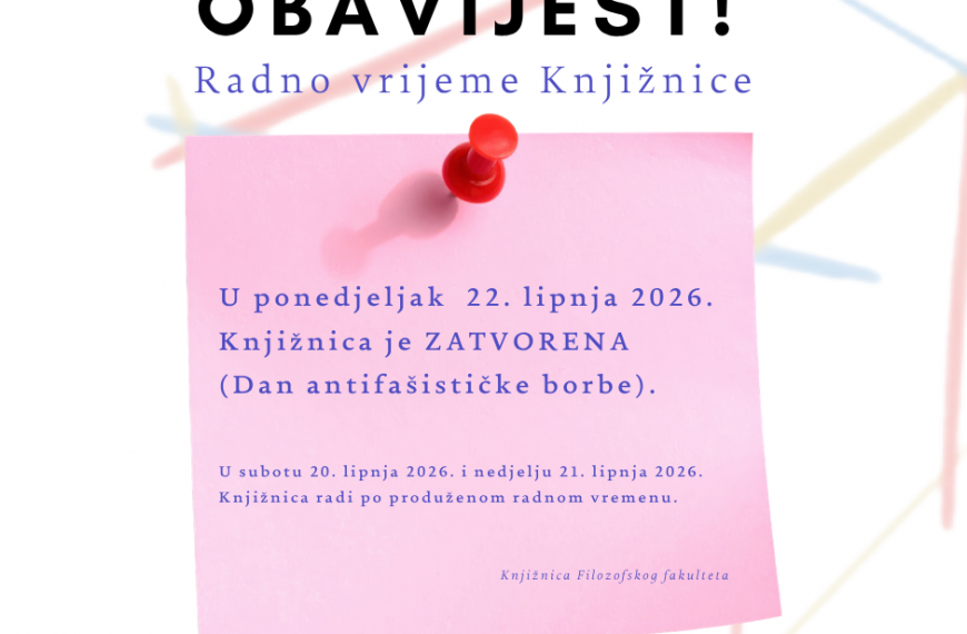 Obavijest o radnom vremenu Knjižnice
