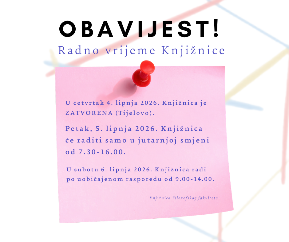 Pročitajte više o članku Obavijest o radnom vremenu Knjižnice