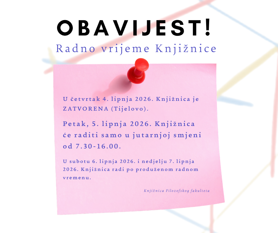 Pročitajte više o članku Obavijest o radnom vremenu Knjižnice